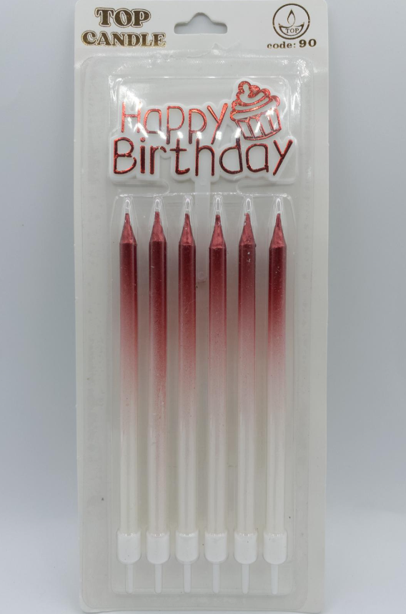 Kırmızı Beyaz Doğum Günü Mumu 6 Lı Kod: 90